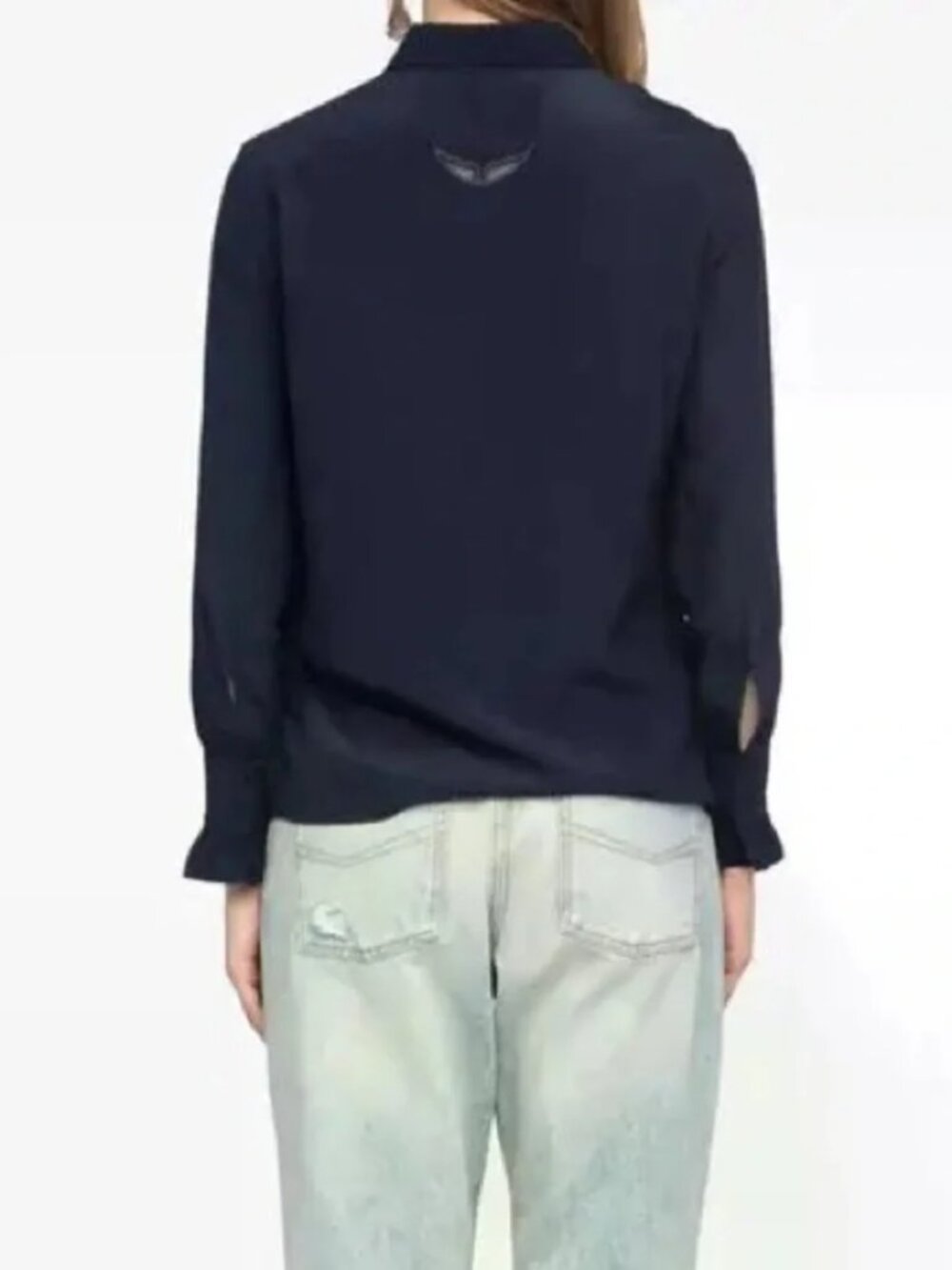Zadig & Voltaire Thely Soft Shirt Navy NWT Sz M blouse - Picture 3 of 12